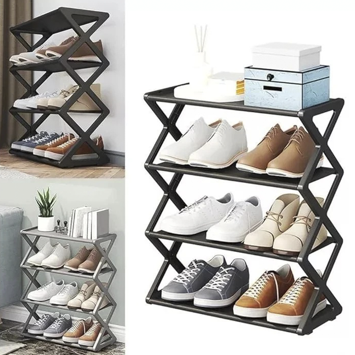 Estante para zapatos en forma de X - ¡Organice sus zapatos con estilo y practicidad!