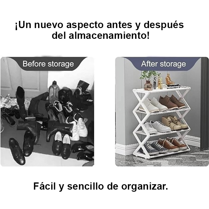 Estante para zapatos en forma de X - ¡Organice sus zapatos con estilo y practicidad!